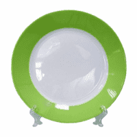 тарелка d=20 см, каёмка зеленая фототарелки