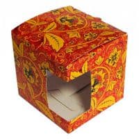 Подарочная коробка для кружки с окном "Хохлома"
