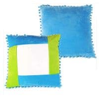 Подушка "Цветной квадрат", зелено-голубая, мягкий плюш, 40х40 см