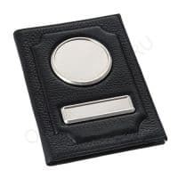 Именная обложка «Флотер» 2 в 1 для автодокументов и паспорта, цвет черный (черная нить)