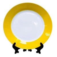 тарелка d=20 см, каёмка жёлтая фототарелки