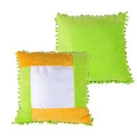 Подушка "Цветной квадрат", зелено-желтая, мягкий плюш, 40х40 см